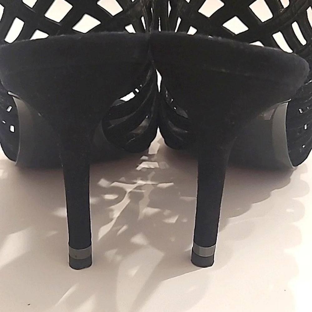 Michael Kors Trinity Ankle Strap Cage Sandal Suede Stiletto Slingback High Heel